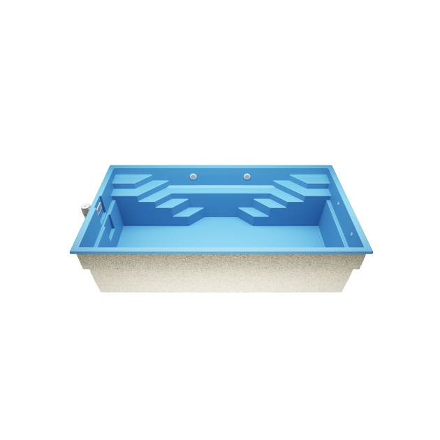 Optima 6   6,45 * 3,7 * 1.5 m GFK Pool